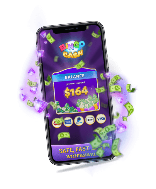 Mobile phone showing the money balance screen from Bingo Cash game